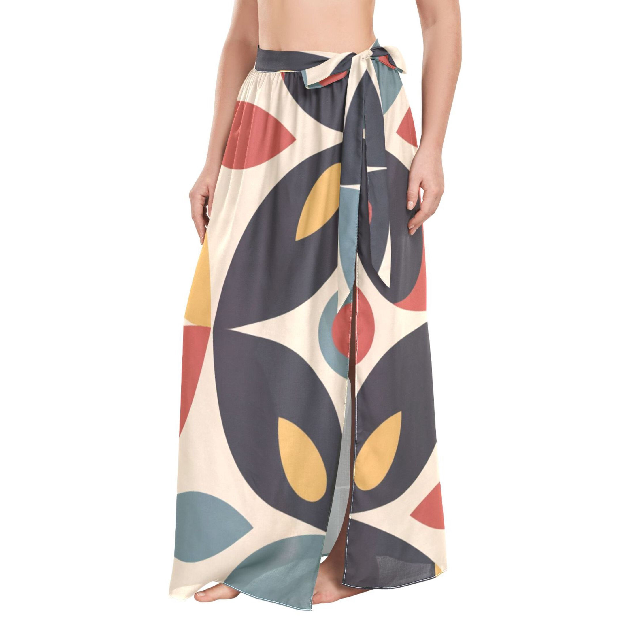 Abstract Leaves Pattern Women's Swimwear Cover Ups Strappy Beach Dress ...