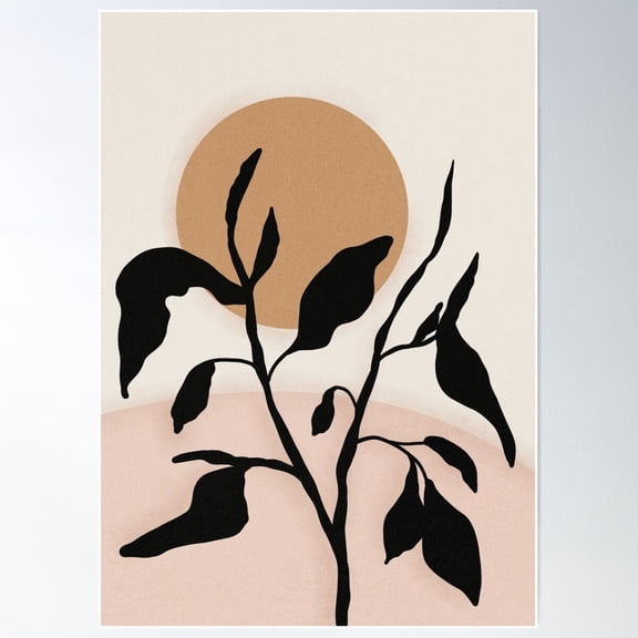 Abstract Leaves Sun Poster Wall Art, Modern Wall Decor For Living Room Bedroom, 24x36 UNFRAMED