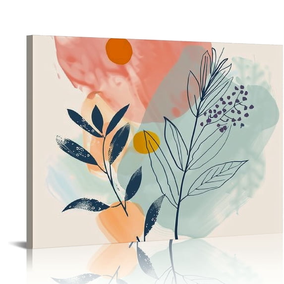 Abstract Leaves Wall Decor for Home Art, Living Room, Bedroom, Kitchen - Ready To Hang Modern Art Decoration 16x12in