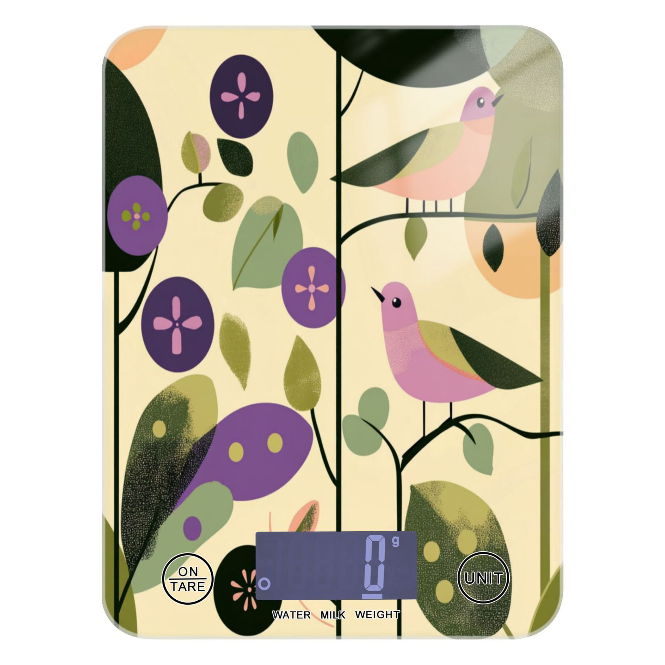 Abstract Leaves and Birds Food Scale Digital Kitchen Scale Waterproof ...