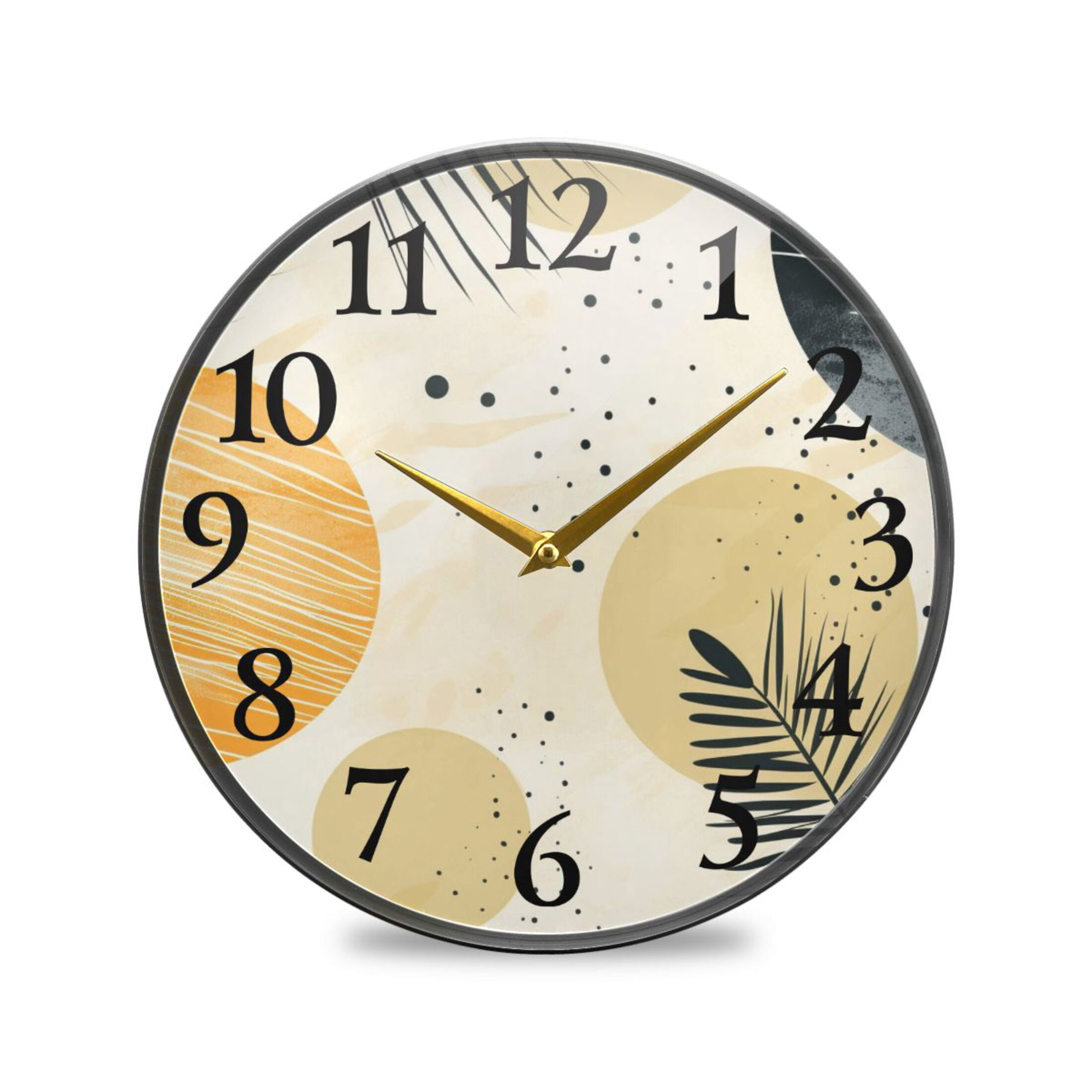 Abstract Leaves and Circle Wall Clocks Battery Operated 11.9 Inch Round ...