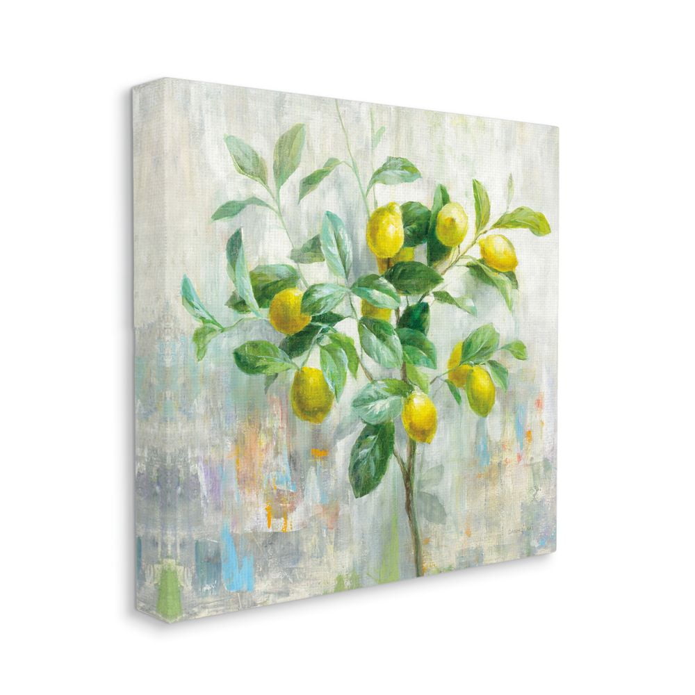 Abstract Lemon Tree Branch Multicolor Canvas Wall Art, 17x17