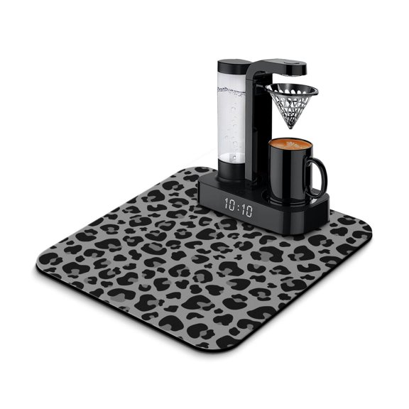 Abstract Leopard Coffee Station Mat - Fashionable 4-Layer Design for Home Baristas, Strong Water Absorption & Slip-Resistant