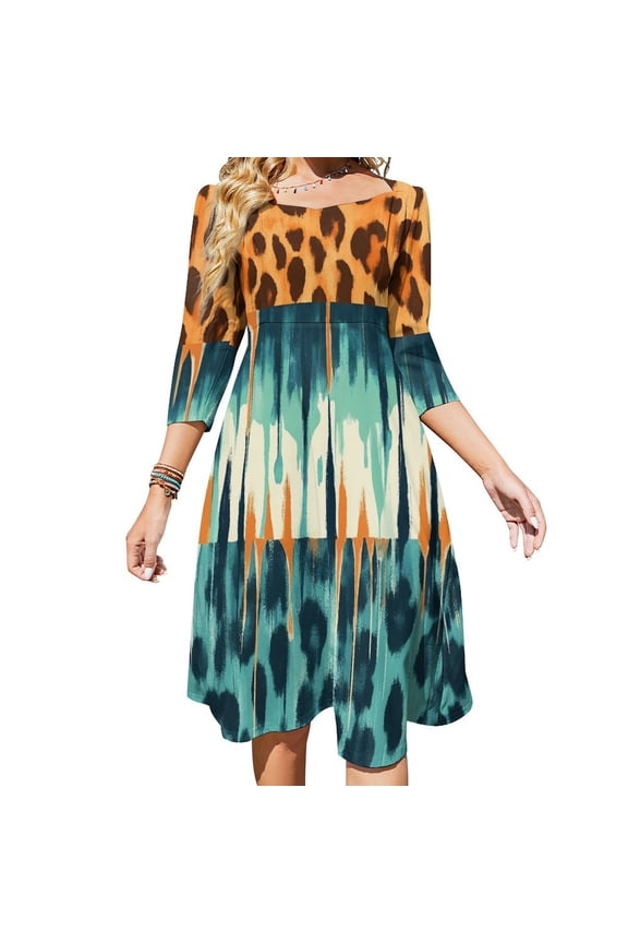 Abstract Leopard Print Drip Dress Summer Dresses Woman Street Style Big Size Casual Dress