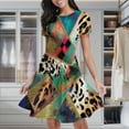 thumbnail image 1 of Abstract Leopard Print Geometric Art Women's Classic Swing Skater Dress Casual Work Party Cocktail Dresses, 1 of 6