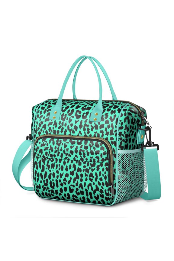 Abstract Leopard Print Waterproof Tote - Insulated Lunch Bag for Office Workers & Outdoor Enthusiasts