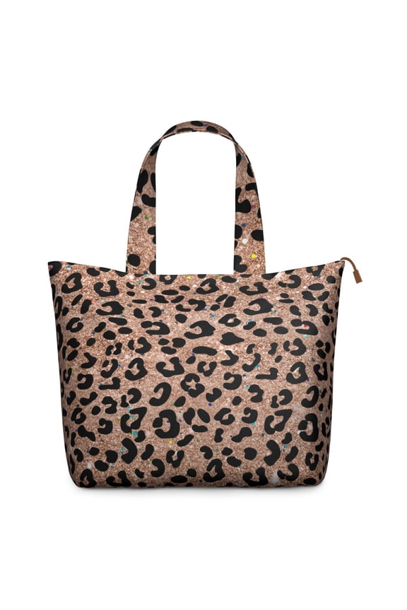 Abstract Leopard Print Weekender Bag Modern Travel Tote with Cheetah Spots, Fashion Texture Pattern, Lightweight