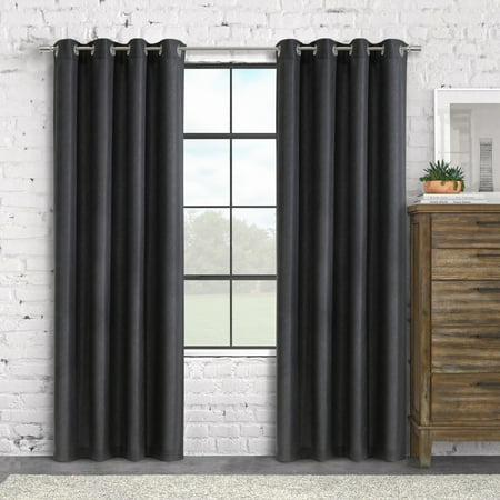 Abstract Light Filtering Grommet Curtain Panel 52 x 63 in Charcoal