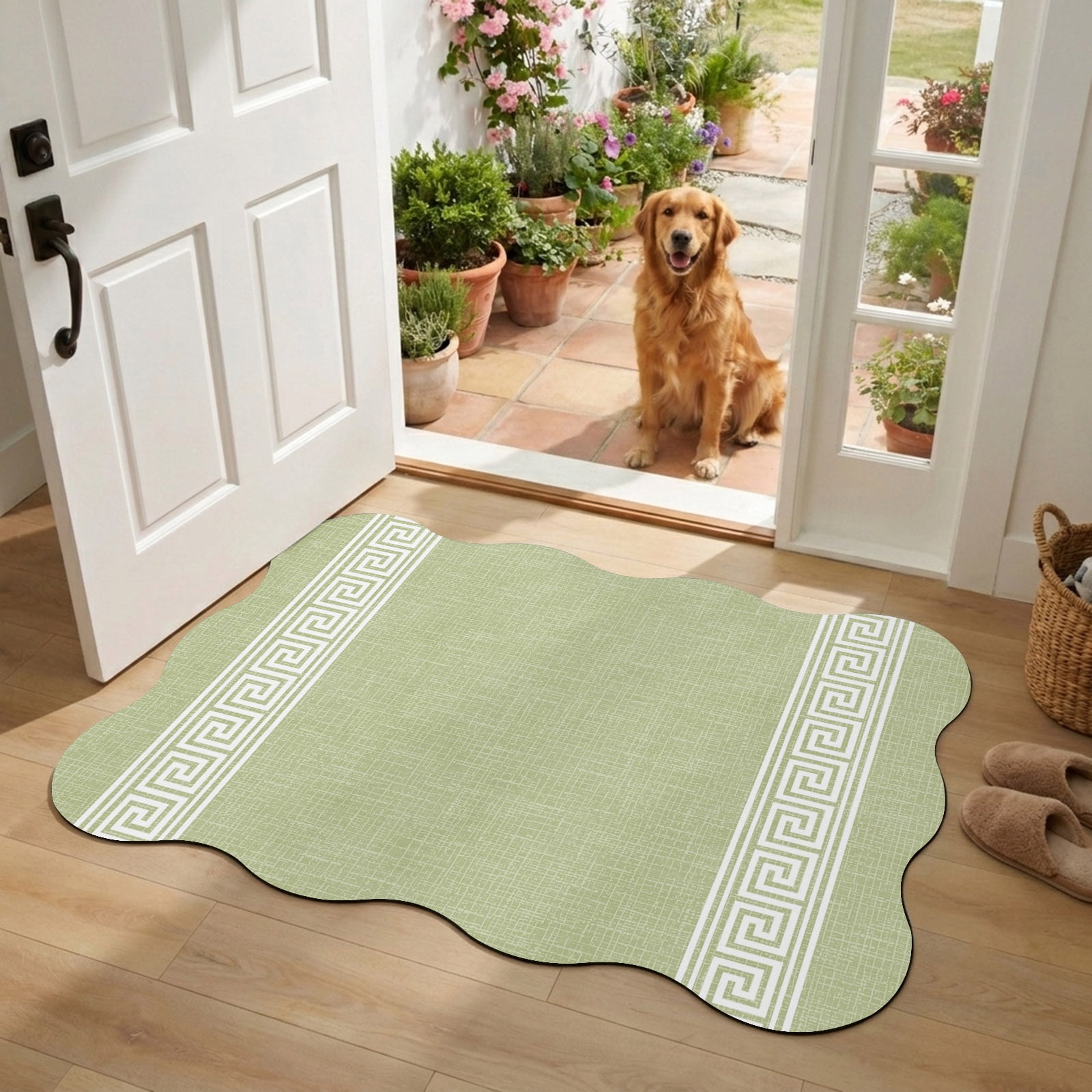 Abstract Light Green Diatomaceous Earth Bath Mat, Classic Linen ...