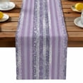 thumbnail image 1 of Abstract Light Purple Stripe Table Runner, White Sequins Celebration Kitchen Table Runners Dress Scarves for Table Decorations Party/Restaurant/Indoor Outdoor Use, 13x90in, 1 of 9