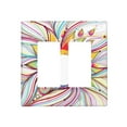 Abstract,Light Switch Cover 2 Gang Rocker Wall Plate,Smoky Rainbow Wavy