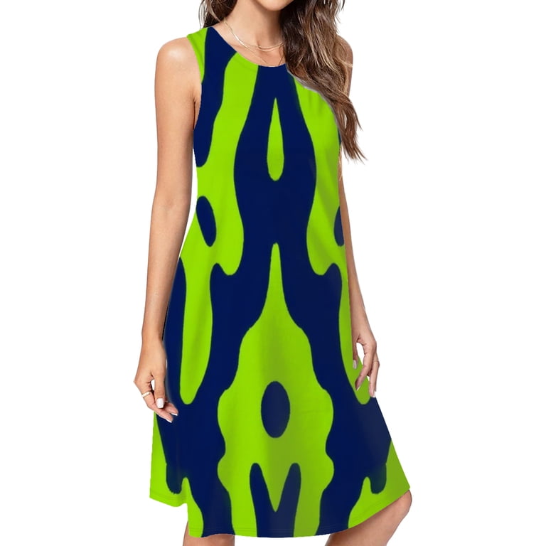 navy and lime green dress JHWJH25 Abstract Pattern Loose Women'S Dress Beach Dresses With Pockets Dresses For Womens, Size: XXS Vichitra Silk Dupatta Set