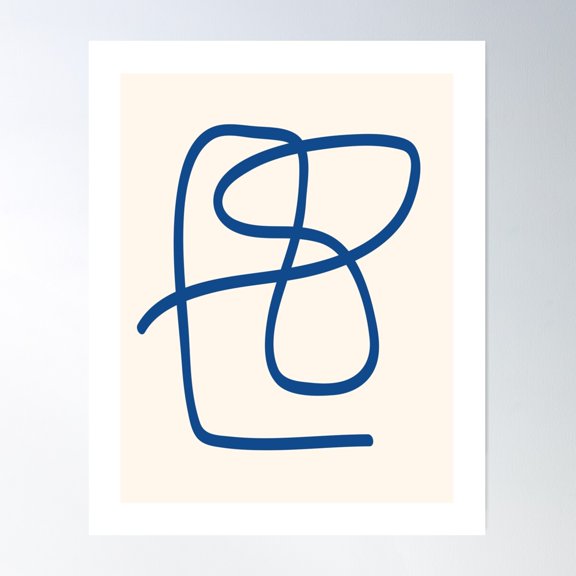 Abstract Line #1 \\ Modern Blue Line Poster Wall Art, Modern Wall Decor For Living Room Bedroom, 24x36 UNFRAMED