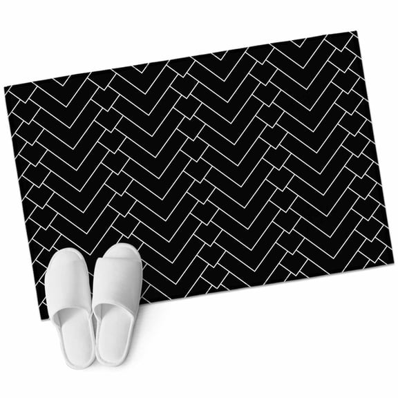 Abstract Line Area&nbsp;Rug 2x3ft Herringbone Black White Modern Simple Non-Slip&nbsp;Washable Square&nbsp;Rugs Soft Felt Indoor Floor Mat for Bedroom Kitchen Living Room Bathroom