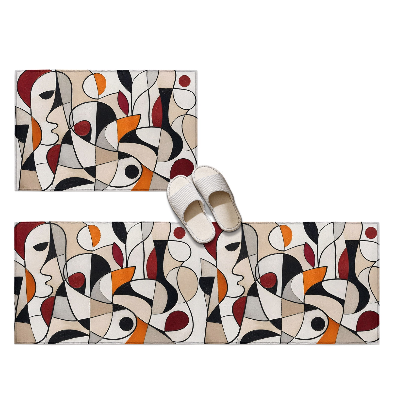 Abstract Line Art 2 Pieces Non-Slip Kitchen Mat Set, Modern …