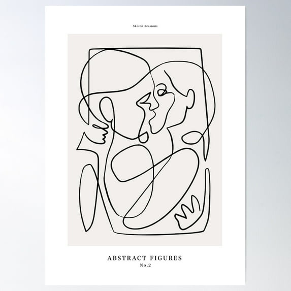 Abstract Line Art Figures 2 Poster Wall Art, Modern Wall Decor For Living Room Bedroom, 8x12 UNFRAMED
