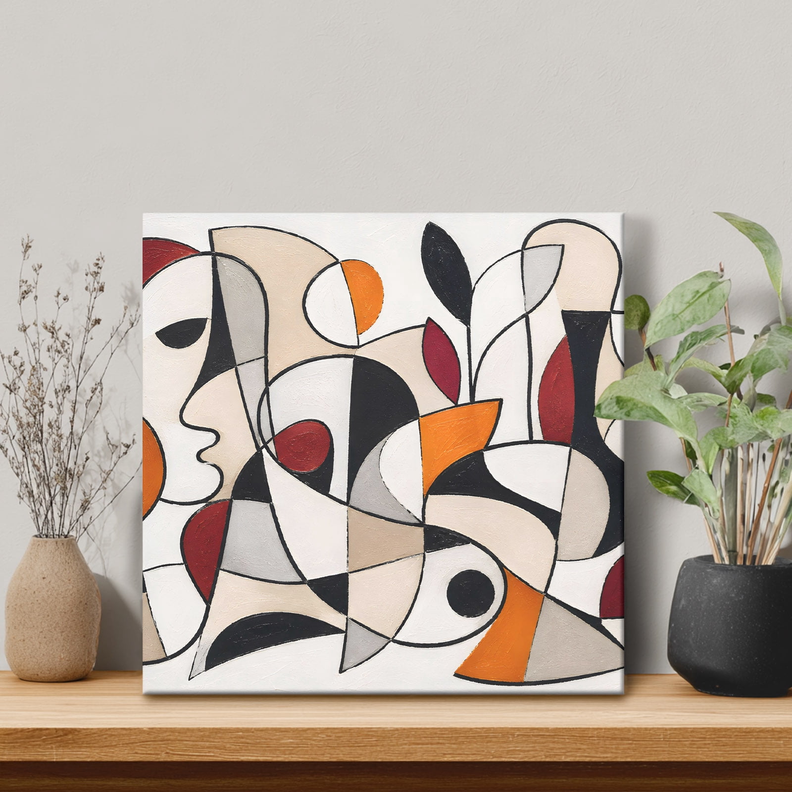 Abstract Line Art Framed Canvas Wall Art, Modern Mini…