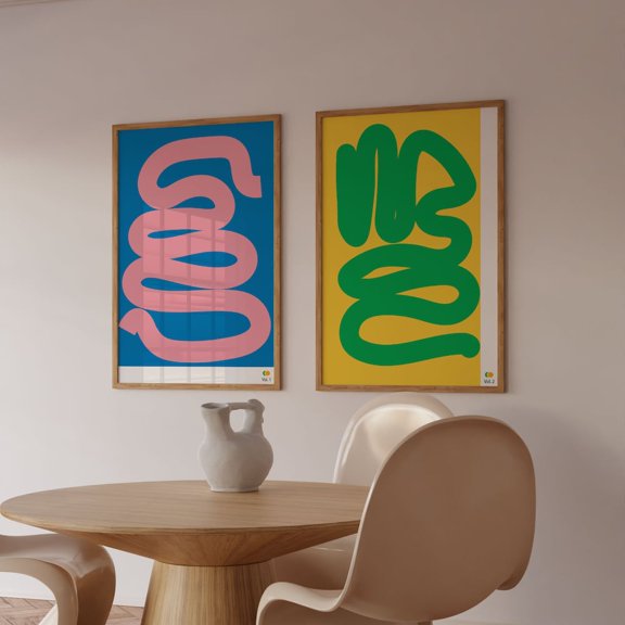 Abstract Line Art Print Set: Modern Minimalist Decor Set 2 Unframed Paper Print 8x12