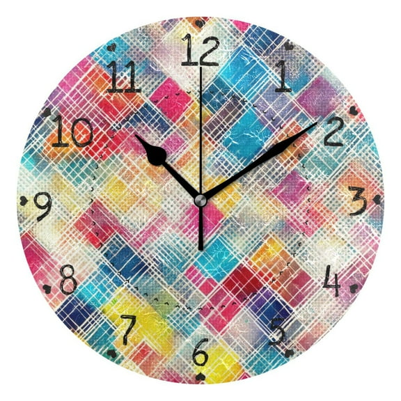 Abstract Line Art Round Wall Clock Silent Battery Operated Home Decor for Living Room Bedroom
