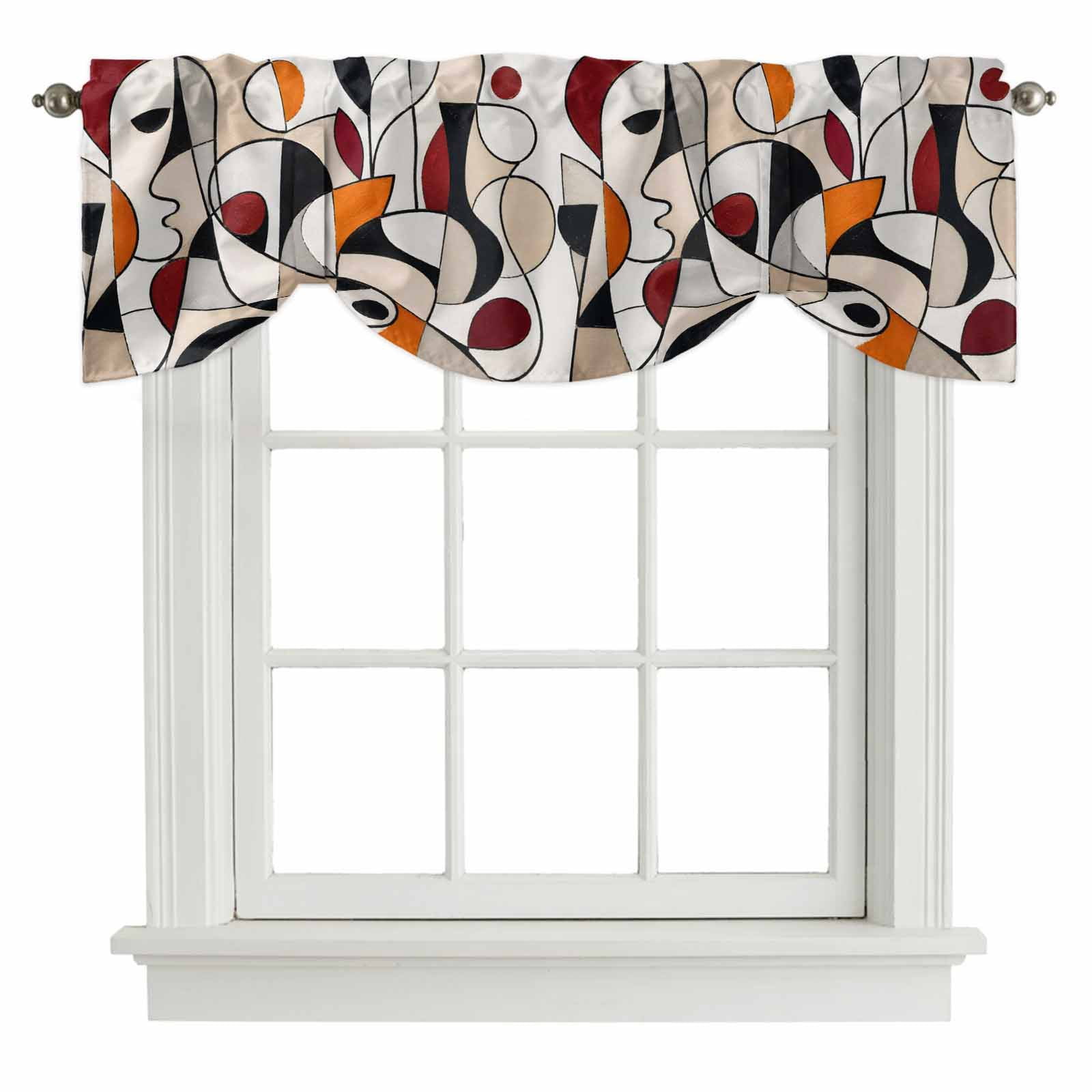 Abstract Line Art Tie Up Valances Curtain, Modern Min…