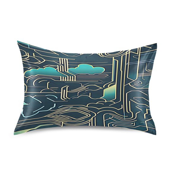 Abstract Line Clouds Satin Pillowcase 20''x26'' Double-Sided Print Soft Wrinkle Resistant