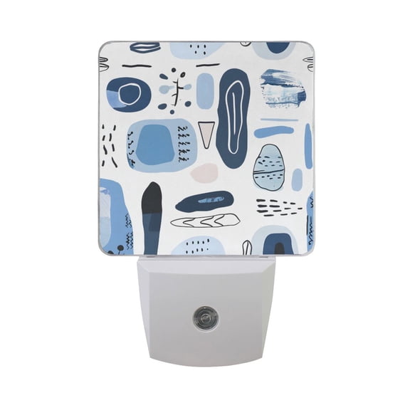 Abstract Line Doodle Art LED Night Light with Smart Sensor Plug Into Wall Dusk to Dawn 2 packs