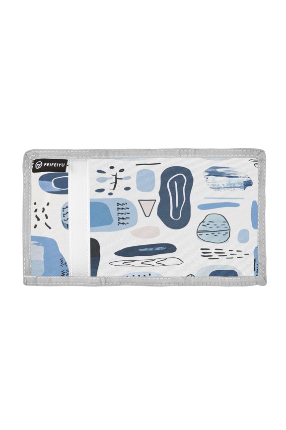 Abstract Line Doodle Art Trifold Wallets Card Holders Coin Pockets with Lanyards Portable Unisex