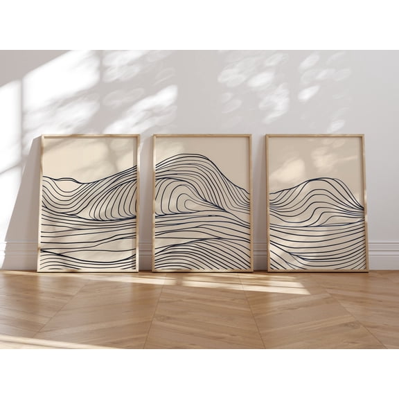 Abstract Line Drawing Minimalist Lines Art Japandi Wall Art Wabi Sabi Neutral Beige Art Set 3 Unframed Paper Print 8x12