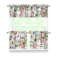 thumbnail image 1 of Abstract Line Flower Powder 3-Piece Kitchen Curtains Set Kitchen Curtains Sets with Valance for Windows Rod Pocket Machine Washable Kitchen Decor Decorations (54"x18"+2x27.5"x24"), 1 of 6