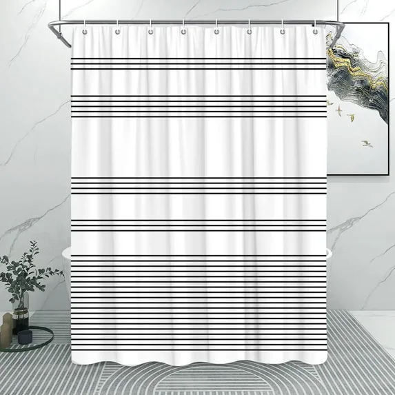 Abstract Line Minimalist Shower Curtain Washable Cloth Bath Curtain Fabric Rustic Striped Baths Curtain Farmhouse Bathroom r