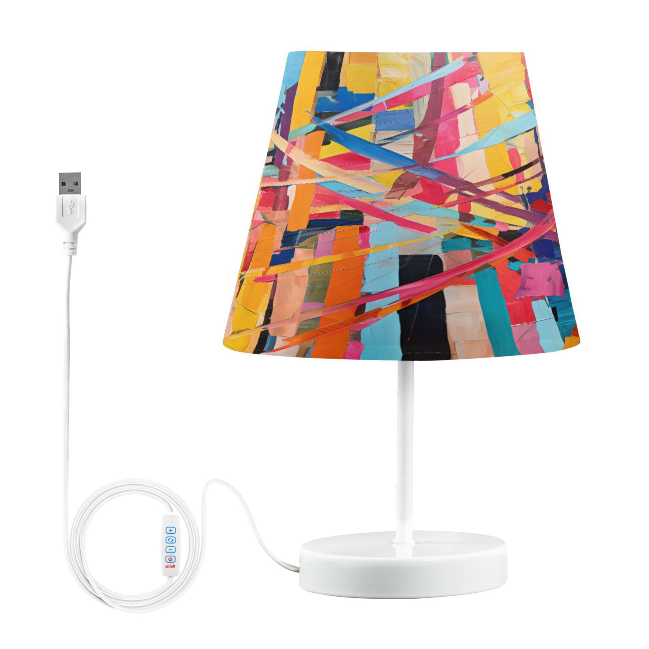 Abstract Line Oil Painting Desk Lamp LED Table Nightstand Lamps with 3 Color Temperatures for Home Bedroom Living Room Decor 8x12