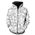 Abstract Line Portrait Men's Zipper Hoodie Fashion Oversized 3D Print