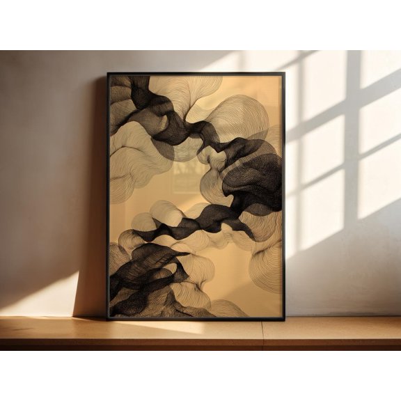 Abstract Line Wall Art Flowing Wave Modern Minimalist Decor, Unframed Paper Print