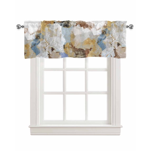 Abstract Linen Curtain Valance for Bedroom/Bathroom/Kitchen/Office/Living/Dining Room Window,Contemporary Painting Art Middle Century Rod Pocket Topper Decorative Cafe Drapes Panel 60"x18"