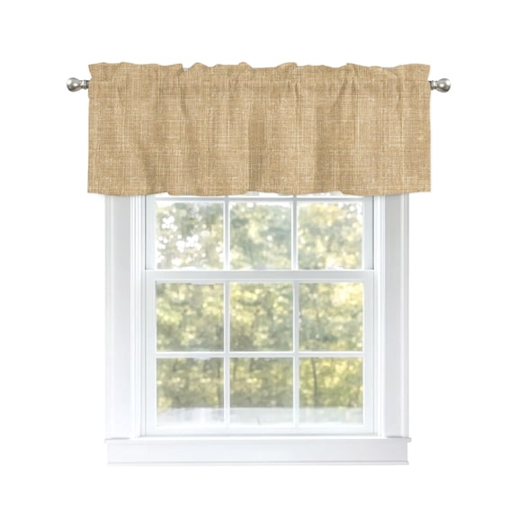 Abstract Linen Woven Textile Valance for Windows,Kitchen Valance Rod Pocket Curtain 54x18 inch, Terracotta Burlap Texture Short Curtain Window Treatment Topper for Bedroom Living Room