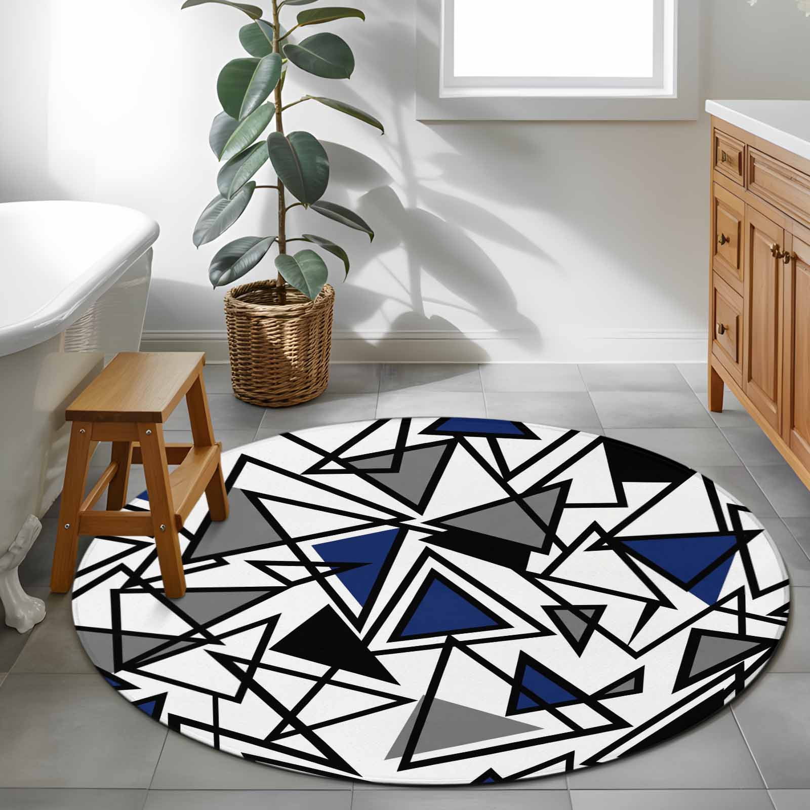 Abstract Lines 4ft Round Rug for Cozy Reading Nook Home Office Chair ...