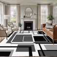 thumbnail image 1 of Abstract Lines Art Washable Living Room Rugs 8'x10', Black White Grey Geometric Modern Low Pile Throw Large Area Rug Non-Slip Sturdy Edge Binding Carpet for Bedroom Dining Room Office, 1 of 9