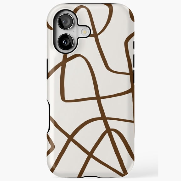 Abstract Lines Brown Aesthetic Minimalist Art iPhone Case 17 11 12 13 14 15 16 Pro Max