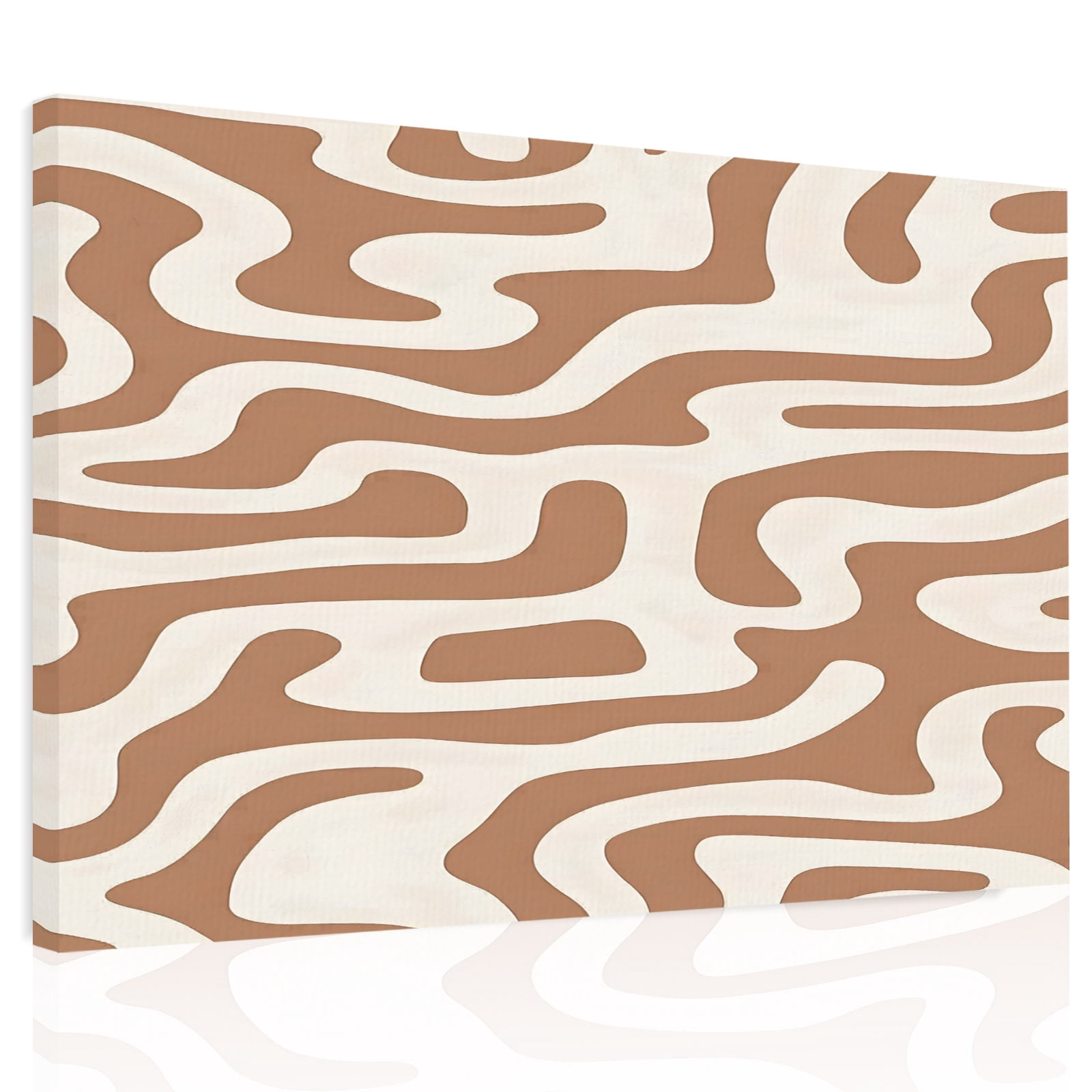 Abstract Lines Canvas Print Wall Art, Brown Water Ripple Modern Art ...