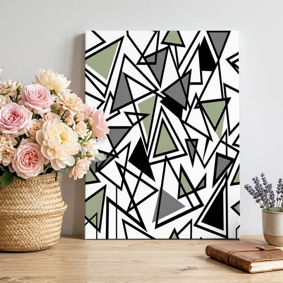 abstract-lines-canvas-wall-art-black-gray-green-triangle-geometric