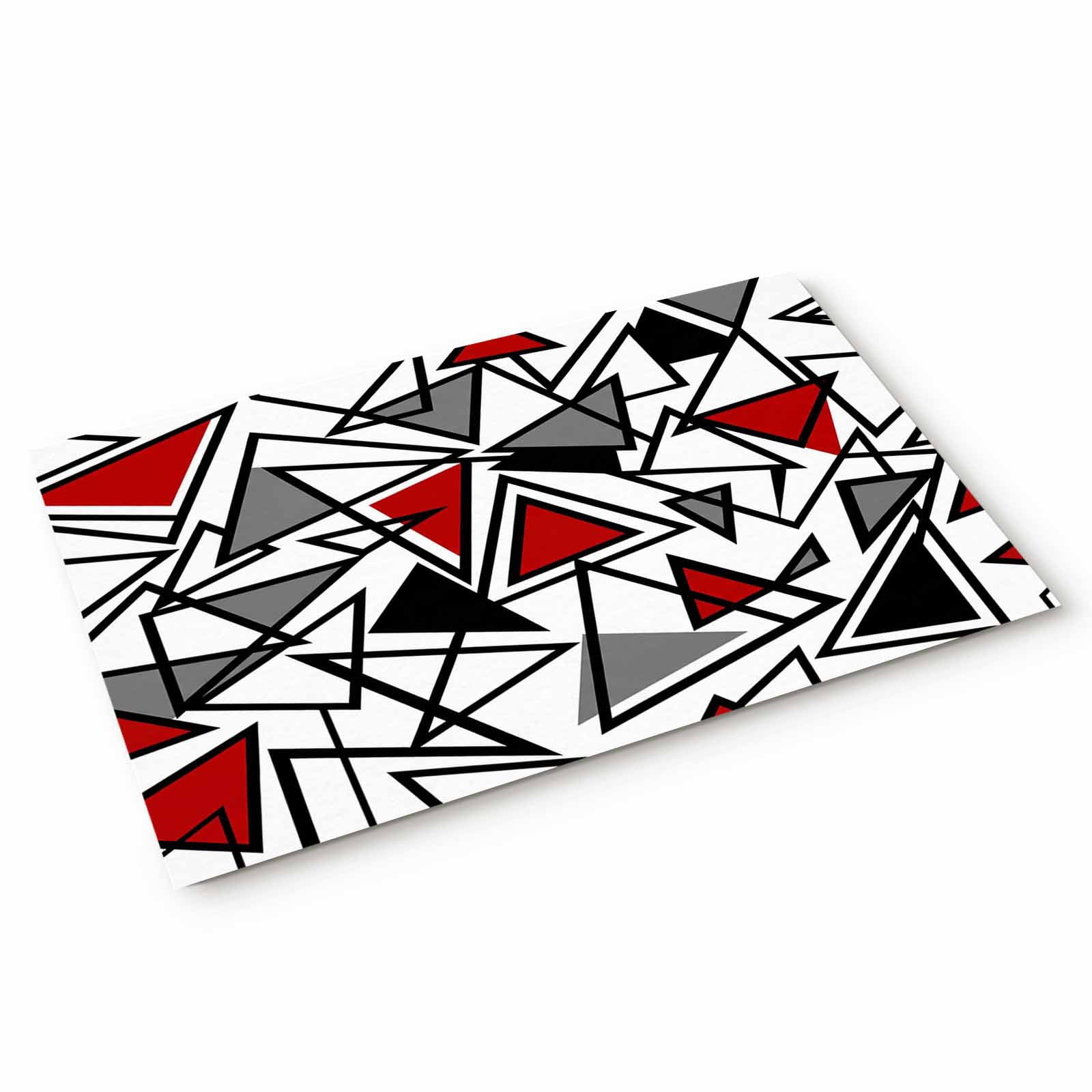 Abstract Lines Door Mat Black Gray Red Triangle Geometric Modern Non ...