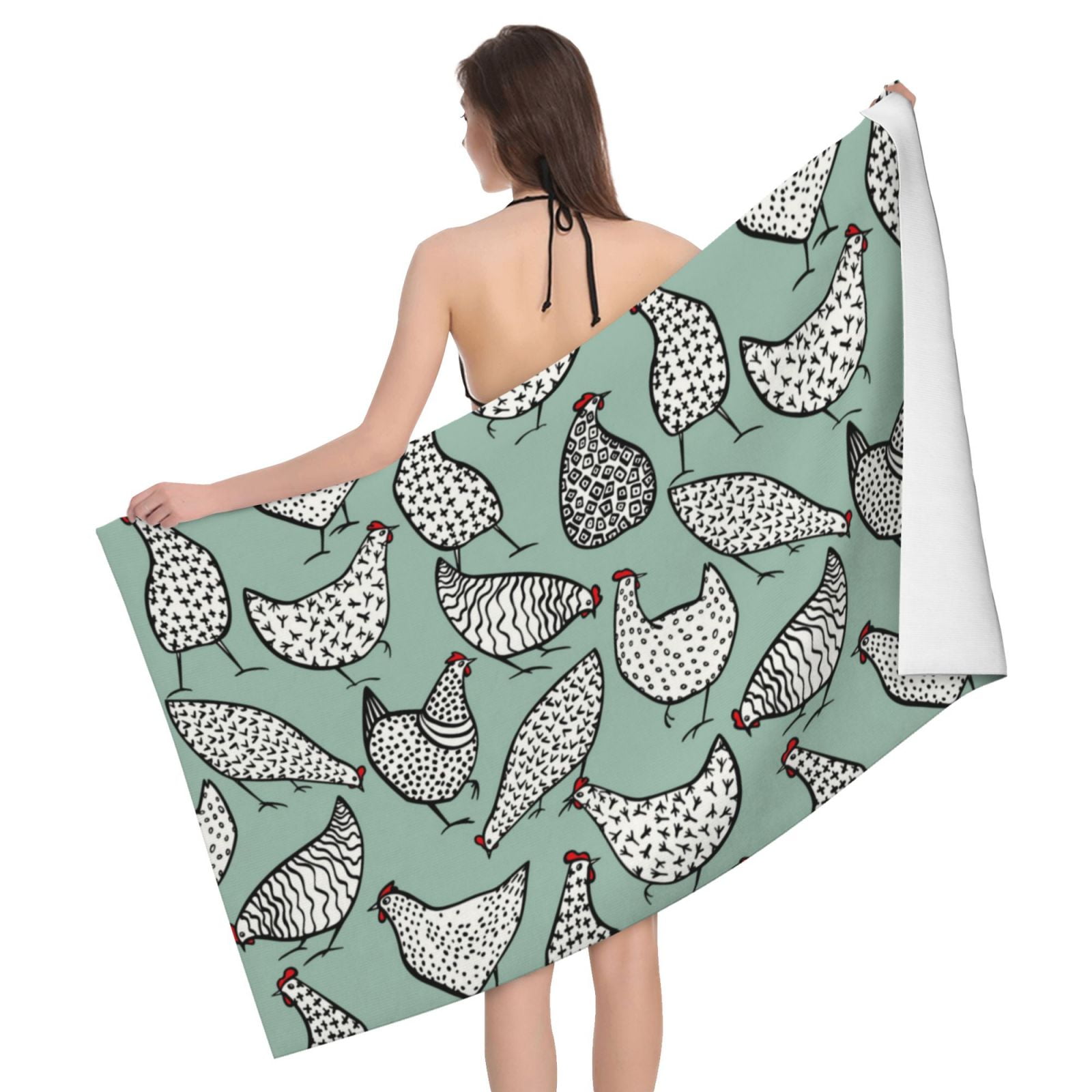 Abstract Lines Funny Chicken Bath Towel Towels for Bathroom, Beach
