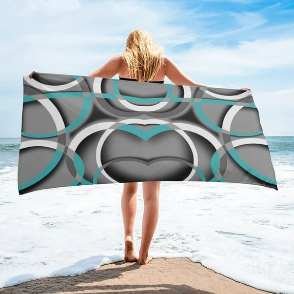 Abstract Lines Orange Microfiber Bath Towels Swimming Quick-drying Round Beach Towel Sport Gym Face Towel