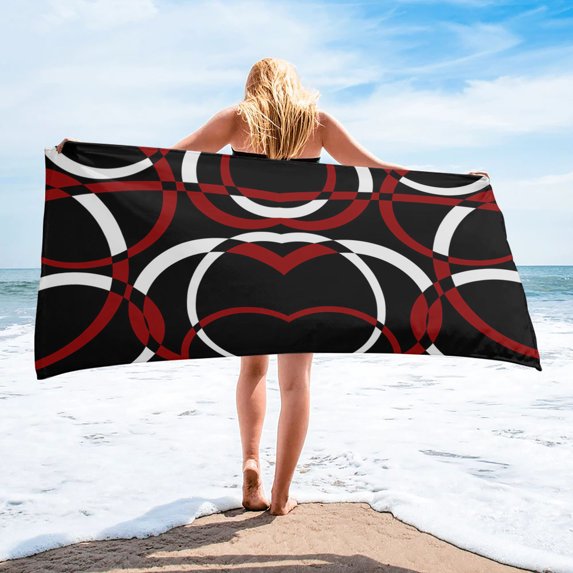 Abstract Lines Orange Microfiber Bath Towels Swimming Quick-drying Round Beach Towel Sport Gym Face Towel