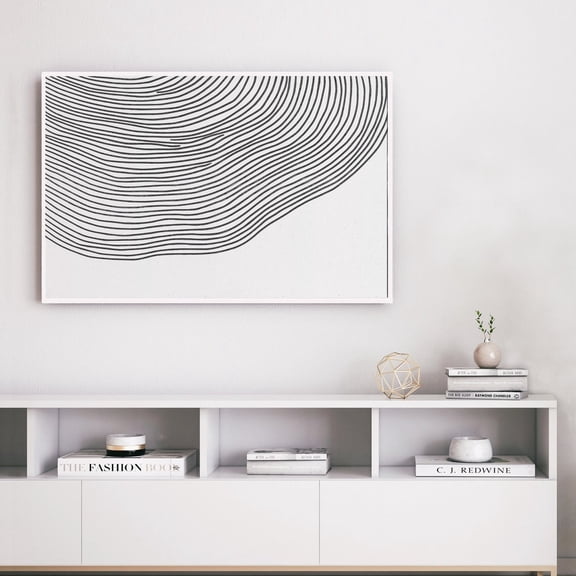 Abstract Lines Oversized Minimalist Black and White Art, Unframed Canvas Size 24x36