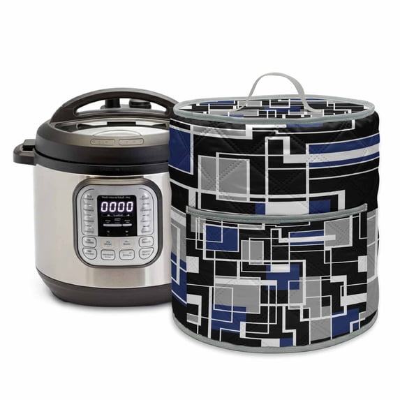 Abstract Lines Rice Cooker Cover 6 Quart Black Gray Navy Rectangle ...