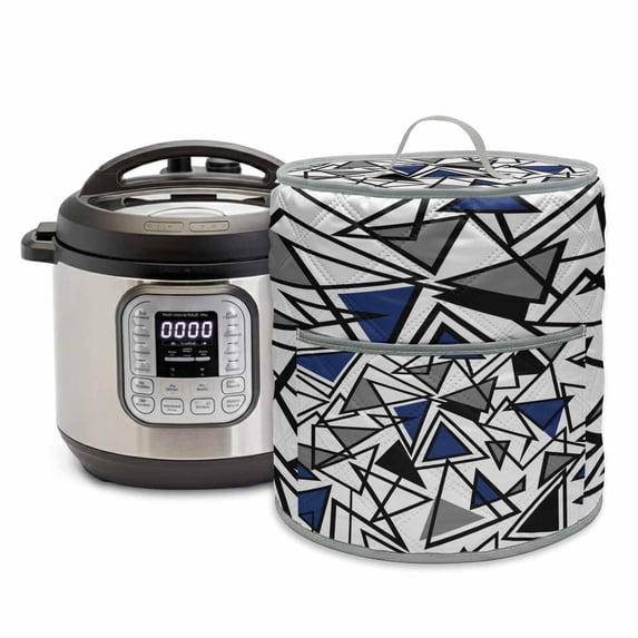 Abstract Lines Rice Cooker Cover 8 Quart Black Gray Blue Triangle ...