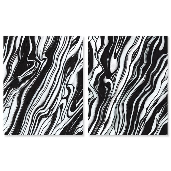 Abstract Lines Set Canvas Set of 2 Elegant Modern Art by Art Remedy, Gallery Wrapped, 24 x 30