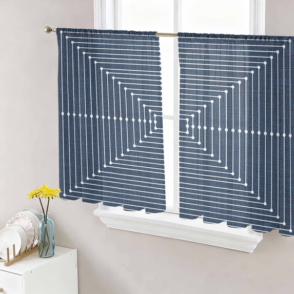 Abstract Lines Sheer Curtains for Living Room Bedroom, Modern Square ...
