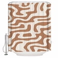 thumbnail image 1 of Abstract Lines Shower Curtain, 66" x 72", Brown Water Ripple Modern Art Simple Style Waterproof Bathroom Curtain Washable Shower Curtain Set with 12 Hooks, 1 of 6